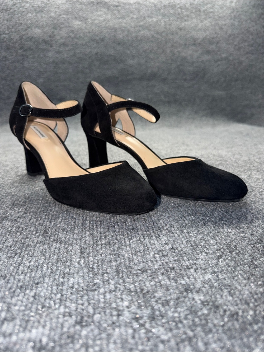 Alex Marie Black Suede Ankle-Strap Heels